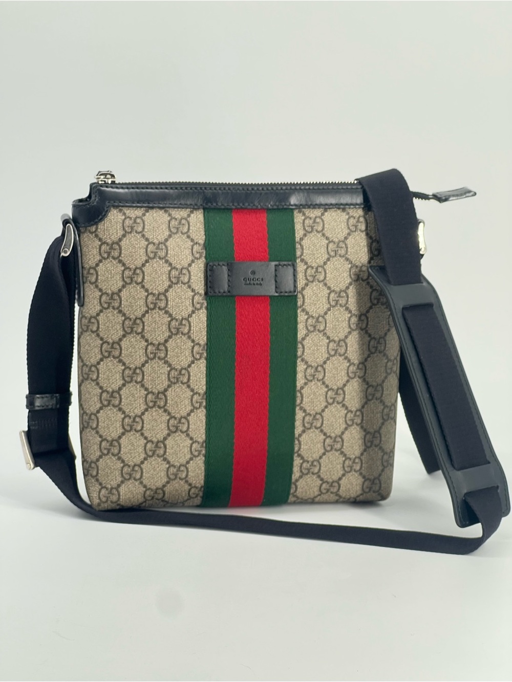 Gucci GG Supreme Monogram Web Messenger Bag
